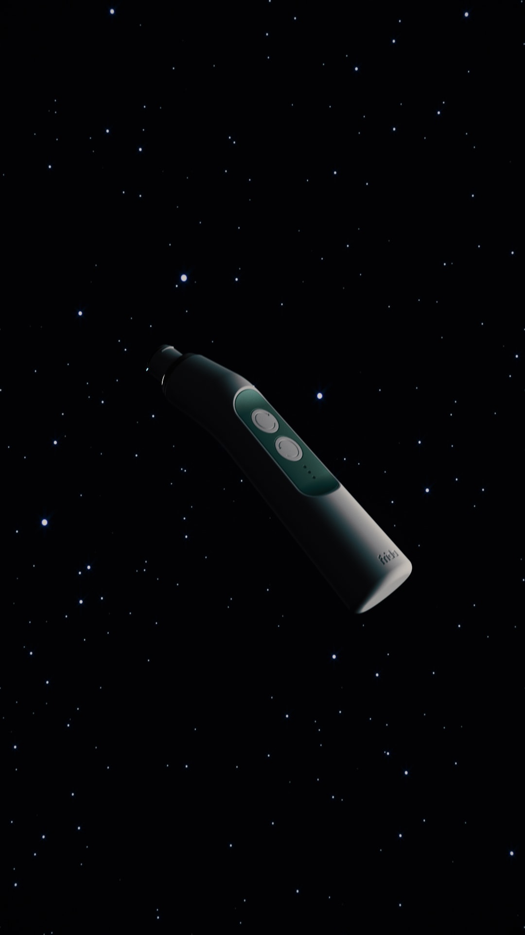 3D render of a Frida Baby grooming device floating against a starry, space-like background.